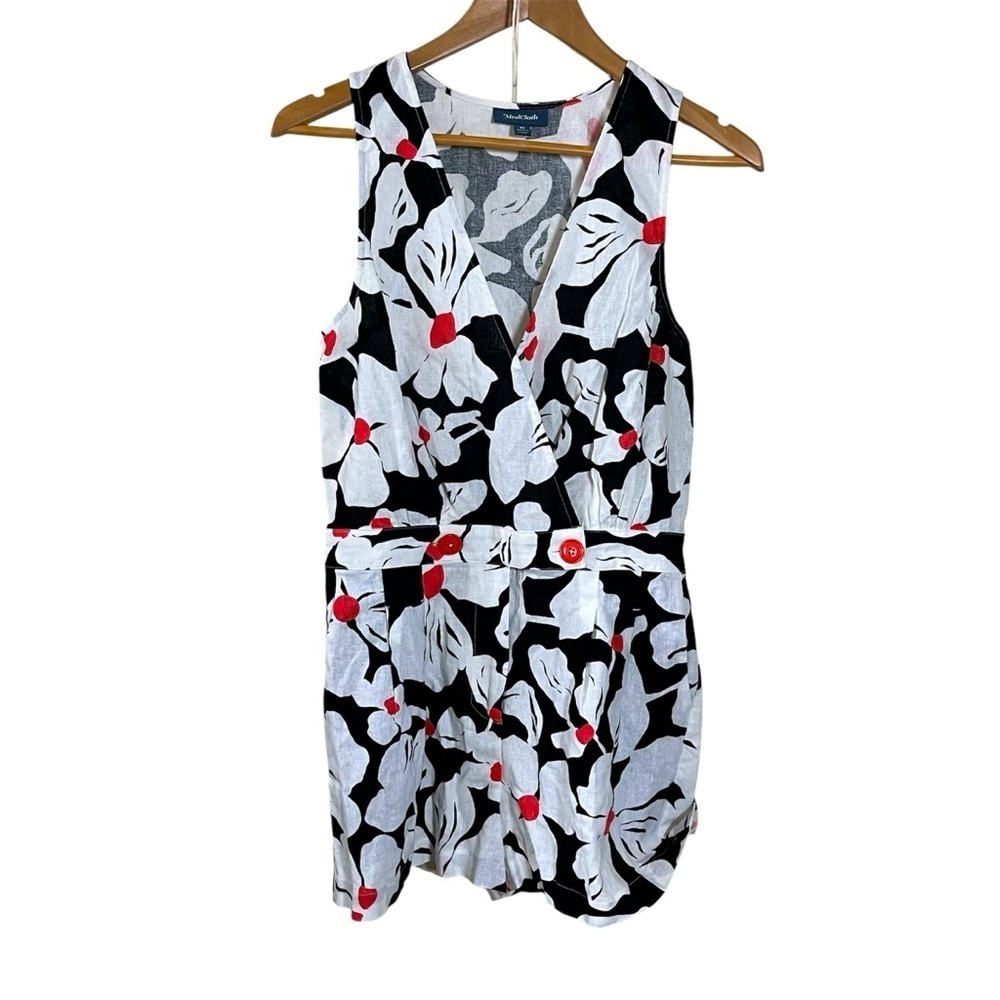 Modcloth Floral Printed Just Want to Have Sun Surplice Romper Size Medium Retro